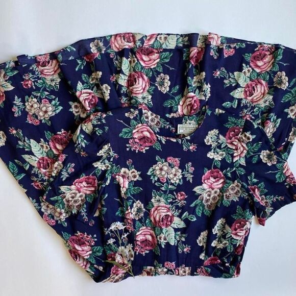 Vintage navy floral dress - Picture 1 of 10